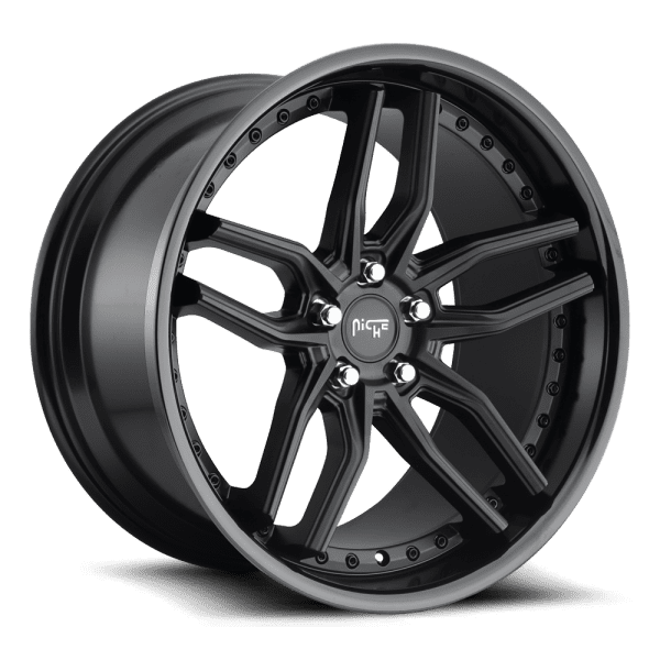 niche methos satin black gloss black lip concave wheels rims